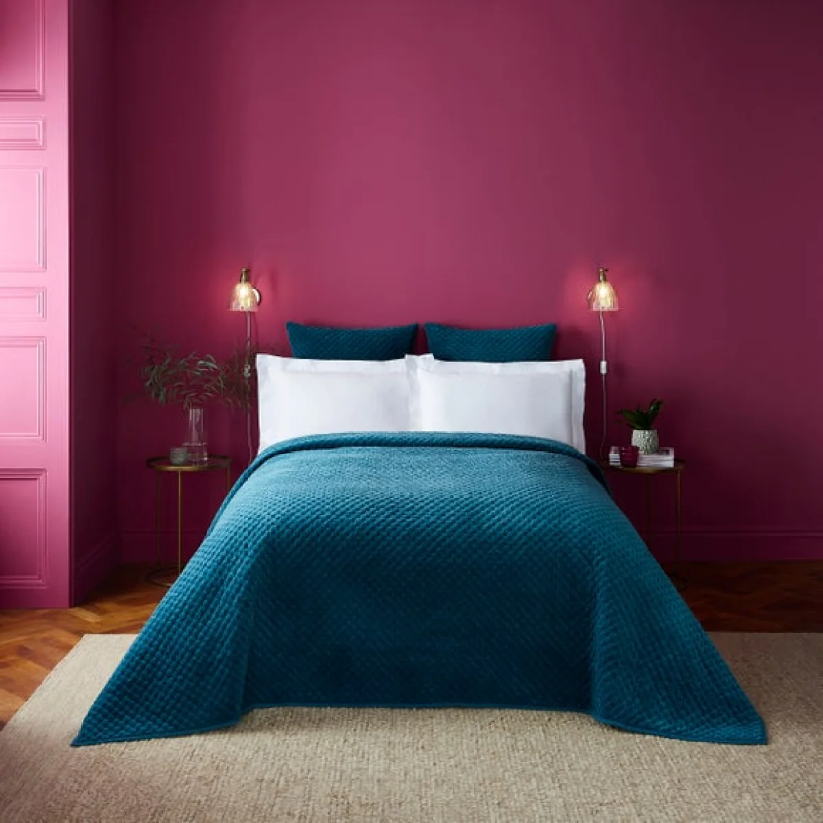 Dorma Purity Teal Genevieve Bedspread Blue – image 1