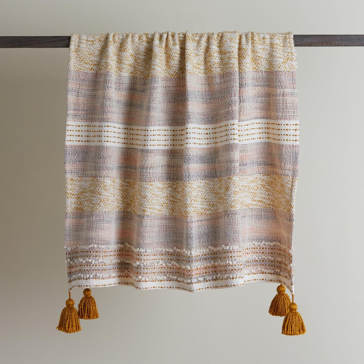 Pretty Tufted Tassel Ochre Throw Ochre (Yellow) – image 2
