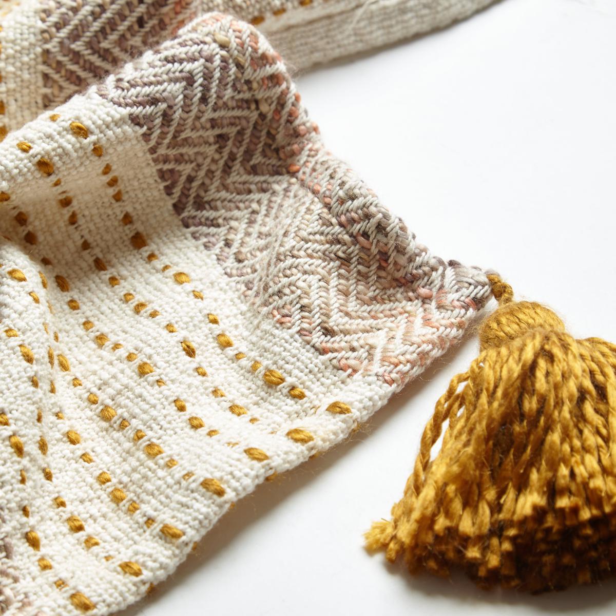 Pretty Tufted Tassel Ochre Throw Ochre (Yellow) – image 3