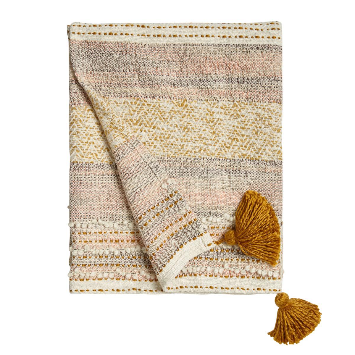 Pretty Tufted Tassel Ochre Throw Ochre (Yellow) – image 5