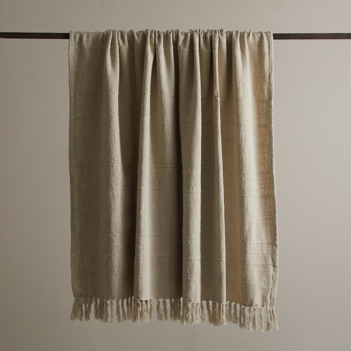 Natural Cotton Check Throw Natural – image 2