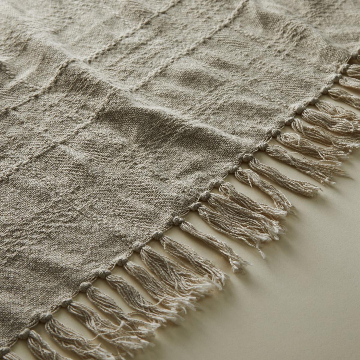 Natural Cotton Check Throw Natural – image 3