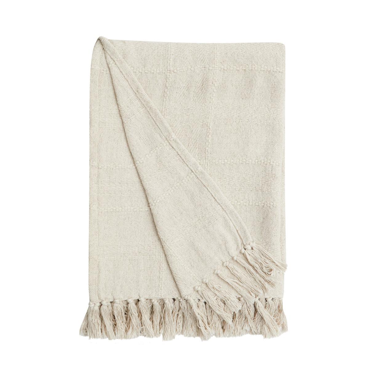 Natural Cotton Check Throw Natural – image 5