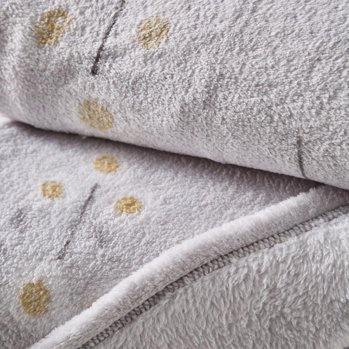Printed Fleece Scandi Floral 130x170cm Throw Grey/White/Yellow – image 3
