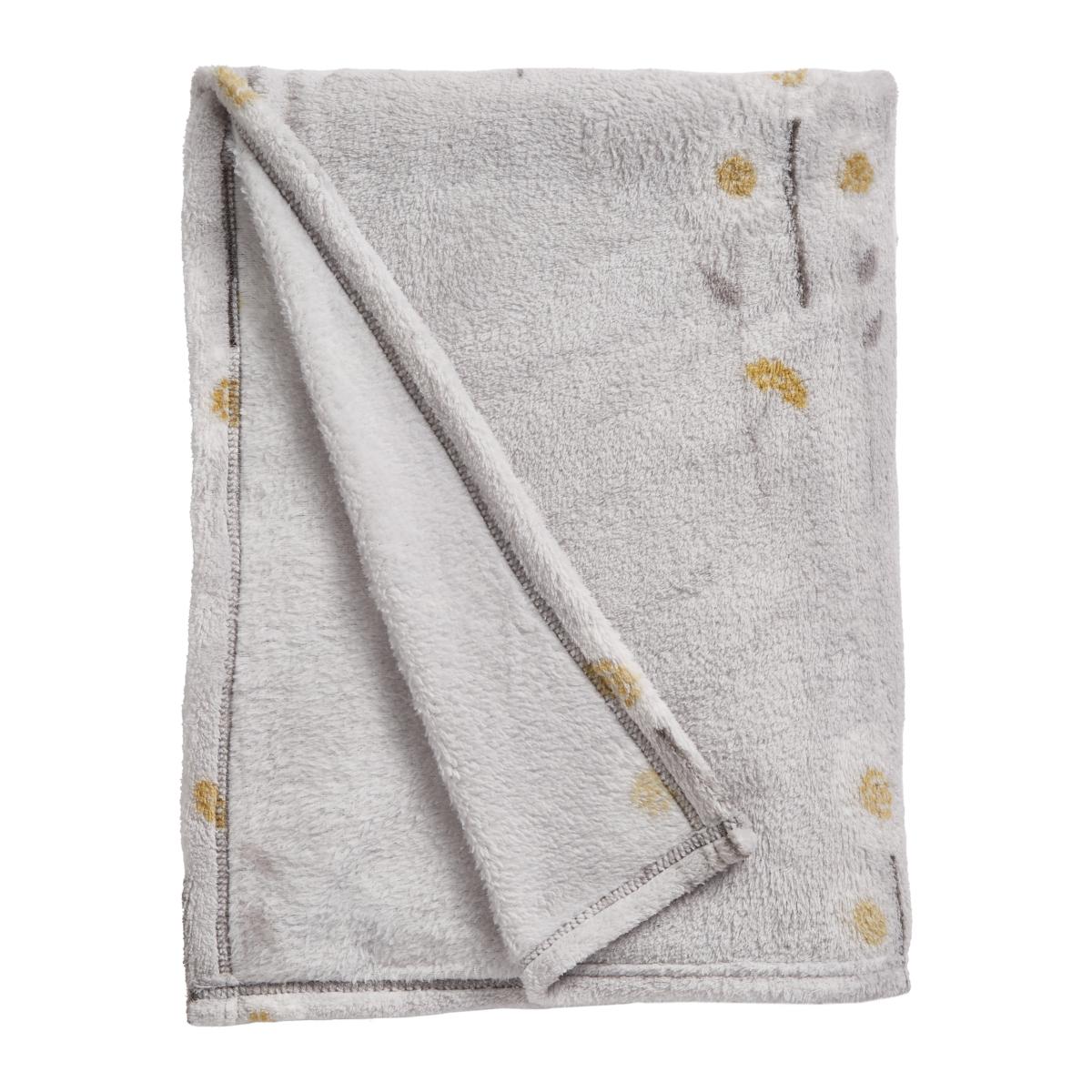 Printed Fleece Scandi Floral 130x170cm Throw Grey/White/Yellow – image 4