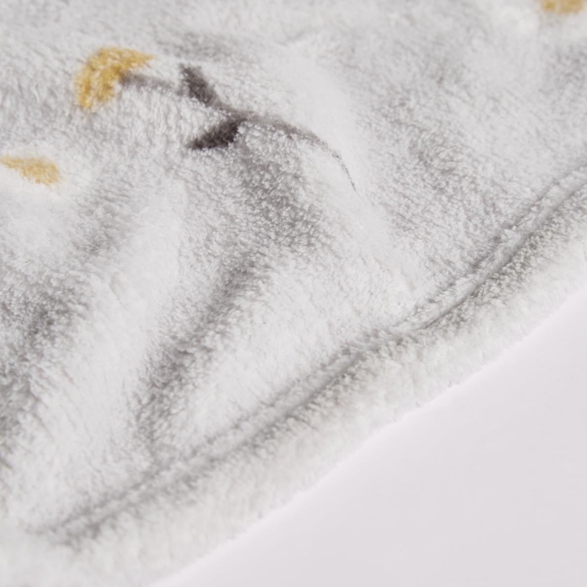 Printed Fleece Scandi Floral 130x170cm Throw Grey/White/Yellow – image 5