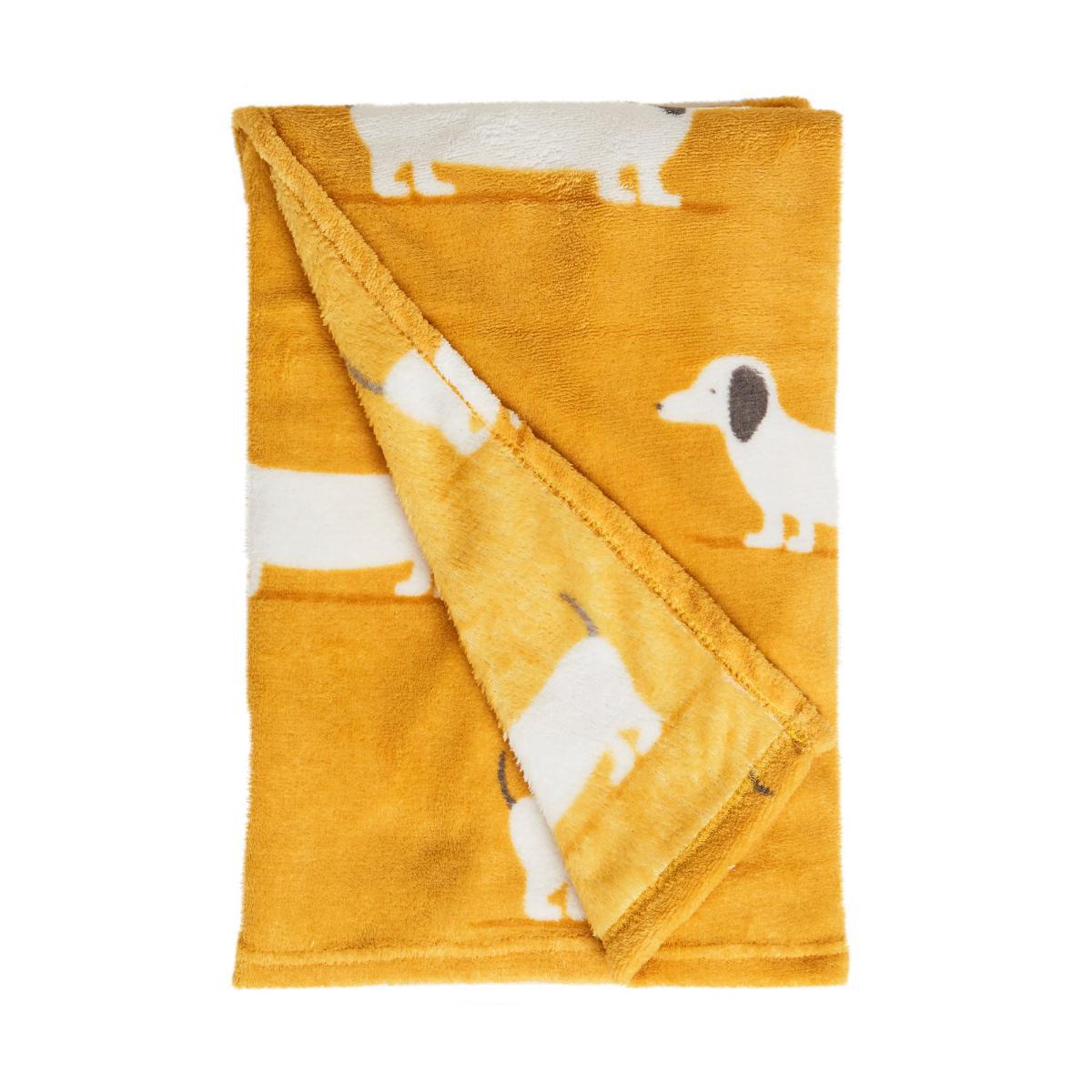 Sausage Dog Yellow 130cm x 170cm Throw Yellow – image 2