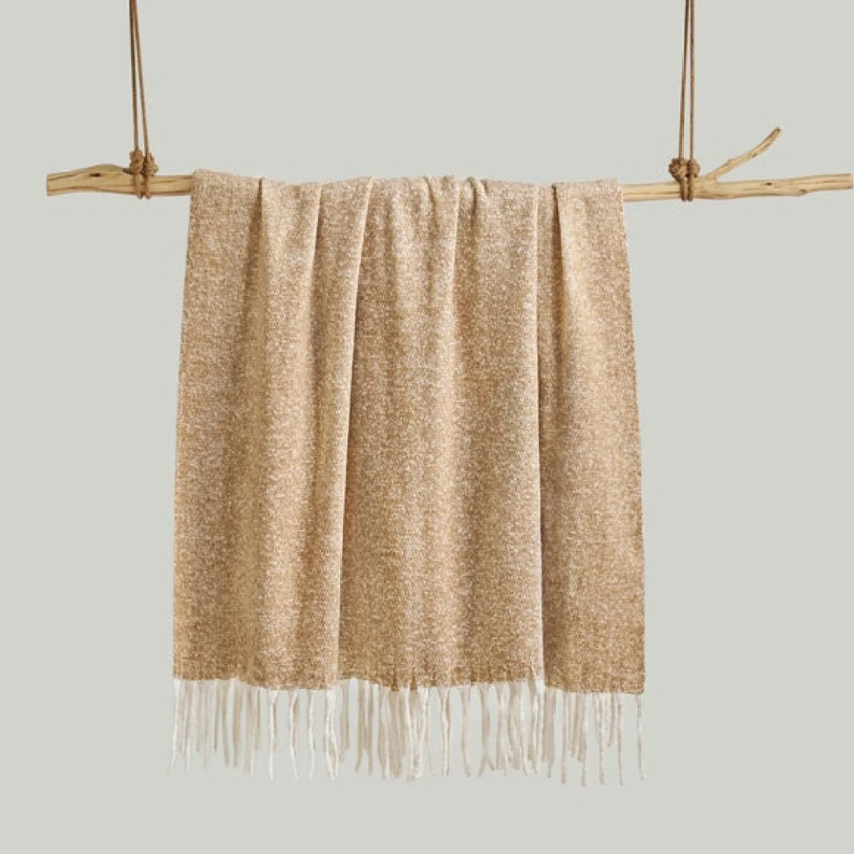 Faux Mohair Throw 130cm x 180cm Apricot – image 4