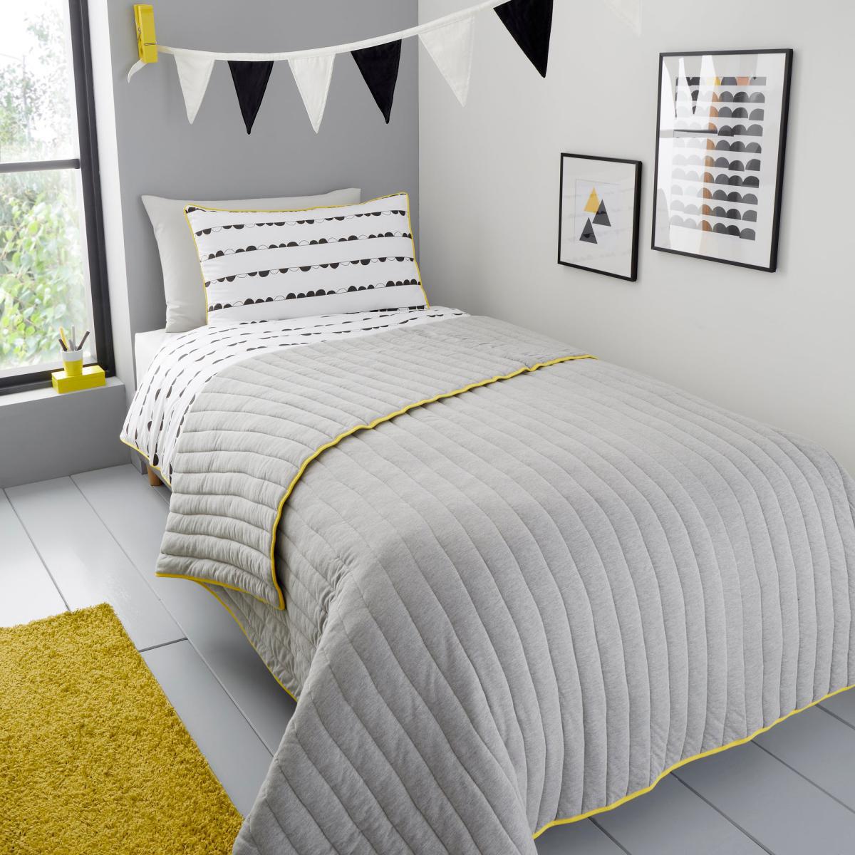 Grey Jersey Bedspread Light Grey