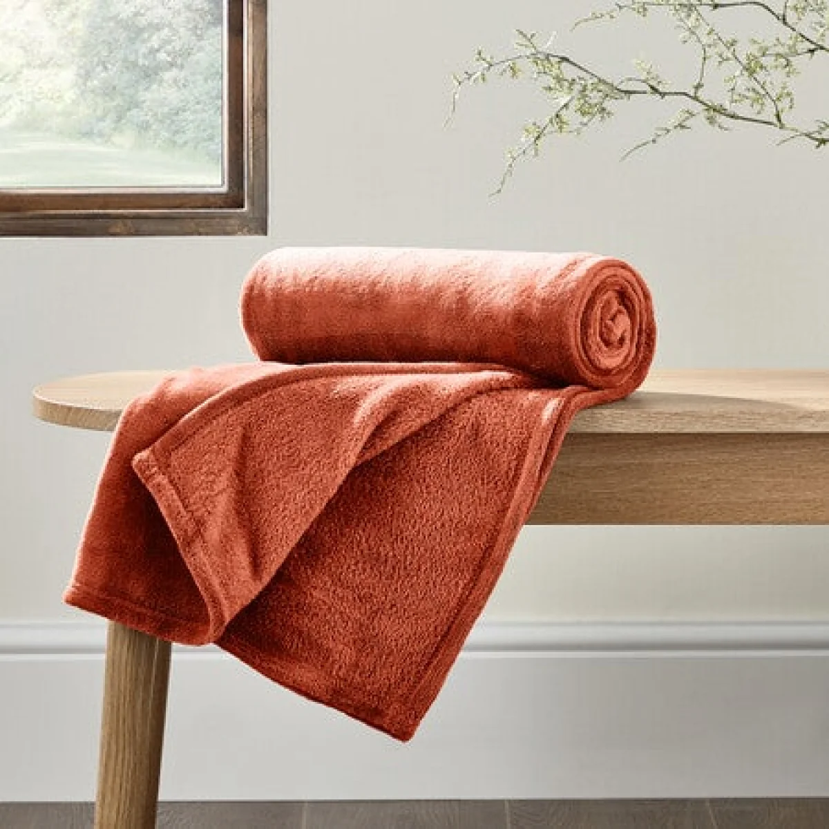 Soft Fleece Recycled Throw, 130x170cm Terracotta (Orange) – image 1