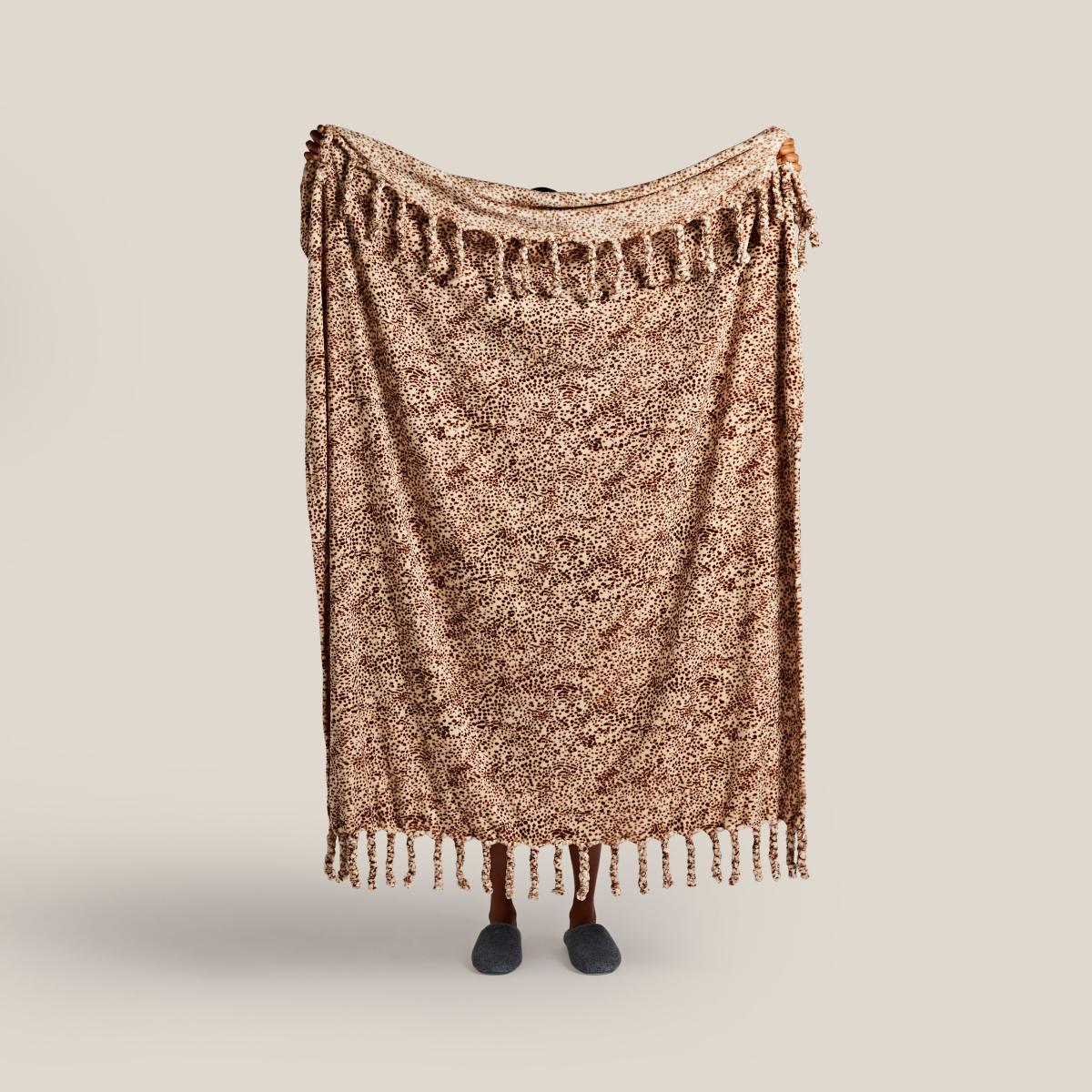 Leopard Tassel Printed Throw 130x180cm Natural – image 4