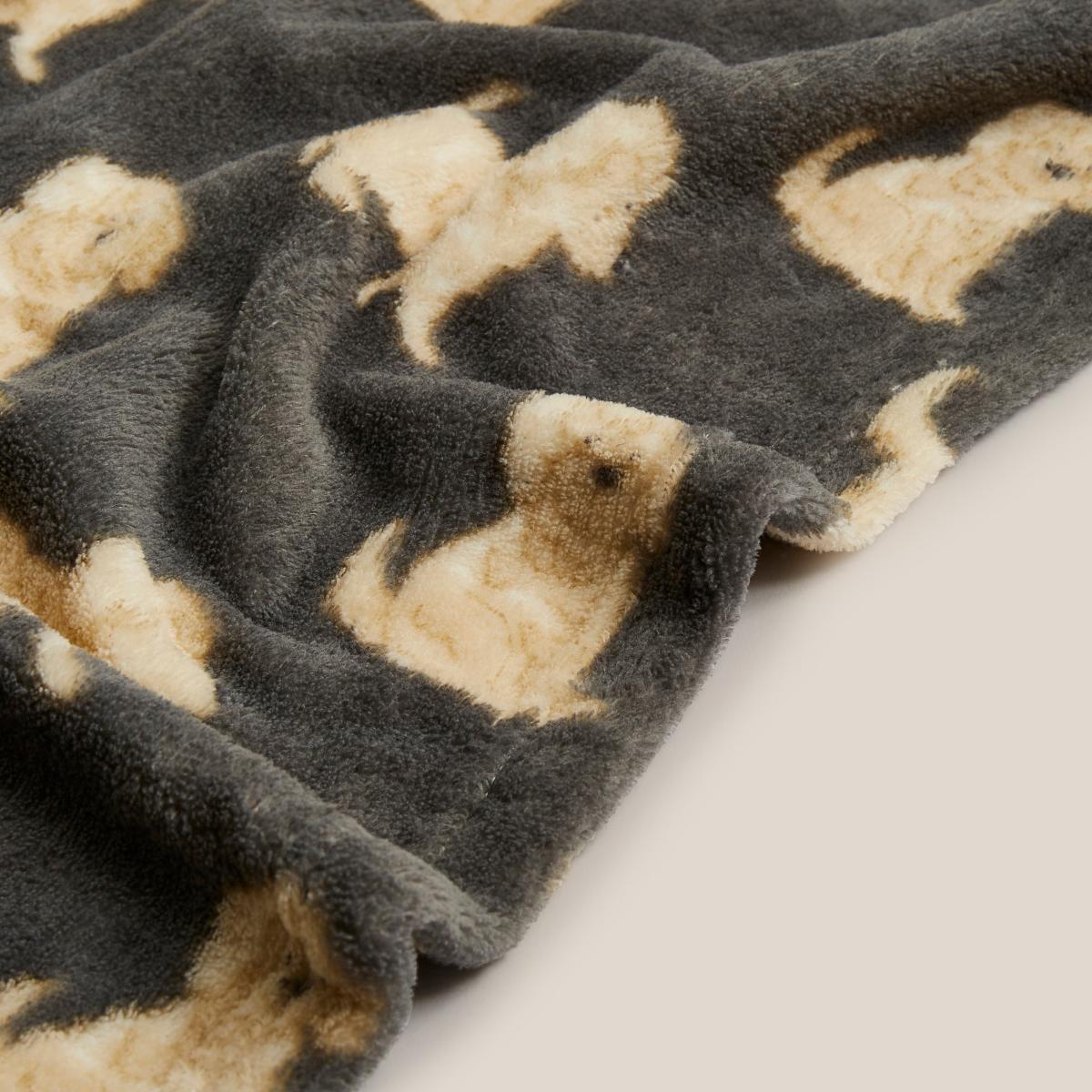 Reggie the Cockapoo Printed Fleece 130x160cm Throw Grey Grey – image 3