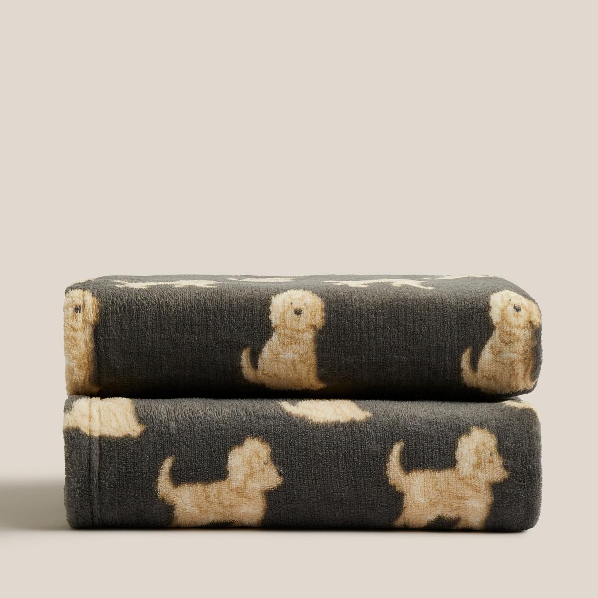 Reggie the Cockapoo Printed Fleece 130x160cm Throw Grey Grey – image 4