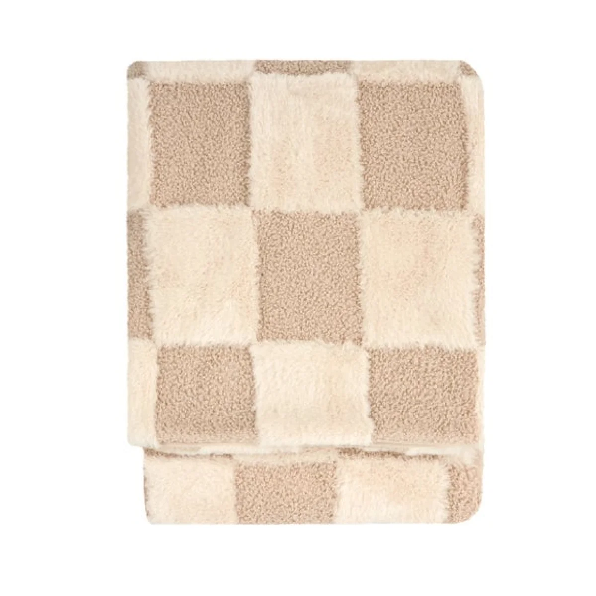 Furn. Checked Faux Fur Boucle Throw Blanket 140cm x 180cm – image 3