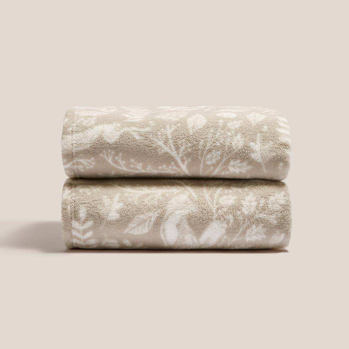 Printed Fleece Fox and Hare Throw 130x160 Natural Natural – image 4