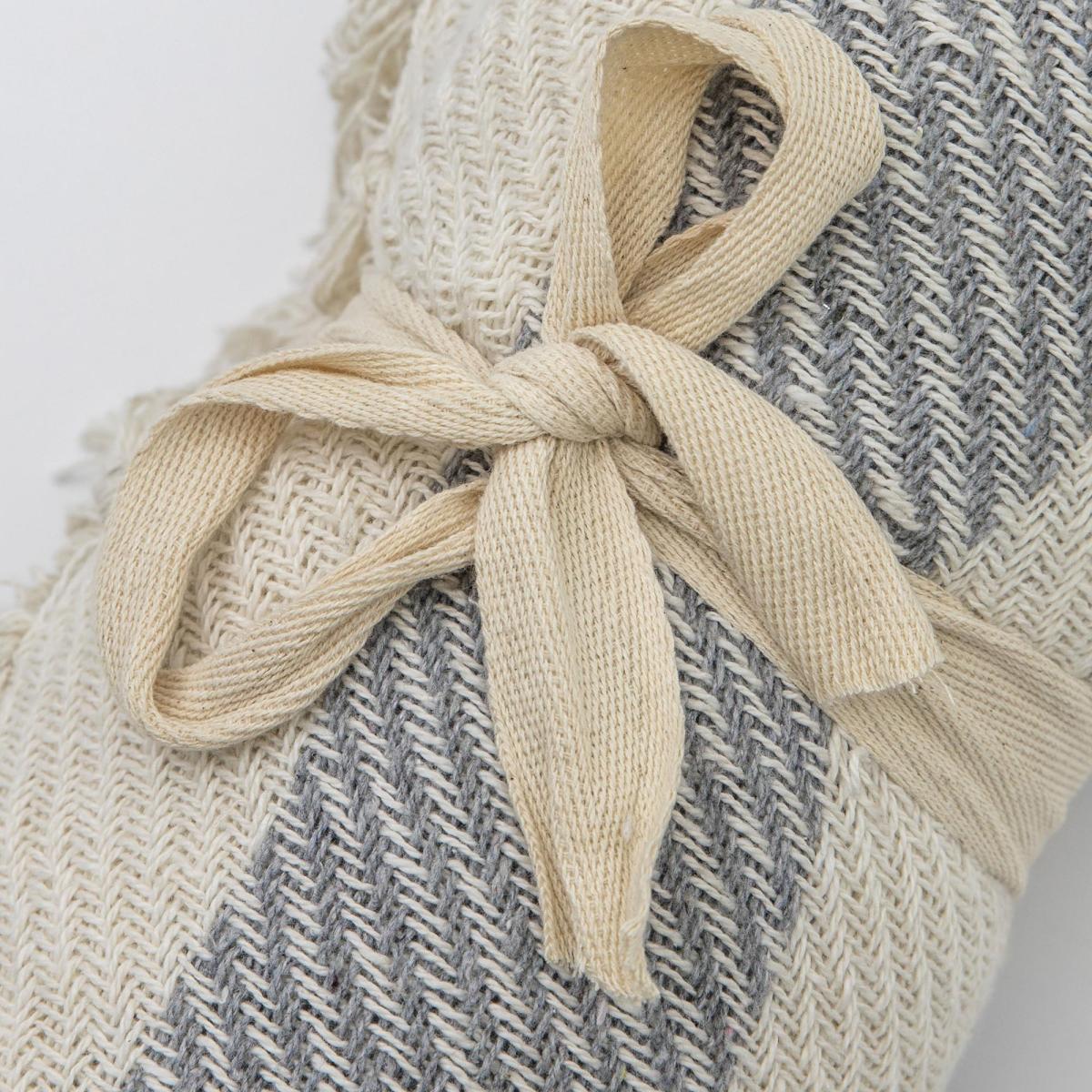 Simply Green Recycled Cotton Striped Throw Grey – image 2