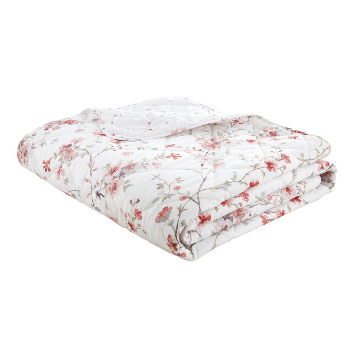 Catherine Lansfield Jasmine Floral Bedspread White and Pink – image 2