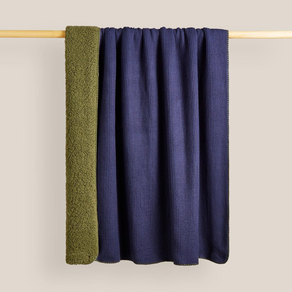 Waffle Sherpa 130 x 180cm Throw Olive – image 2