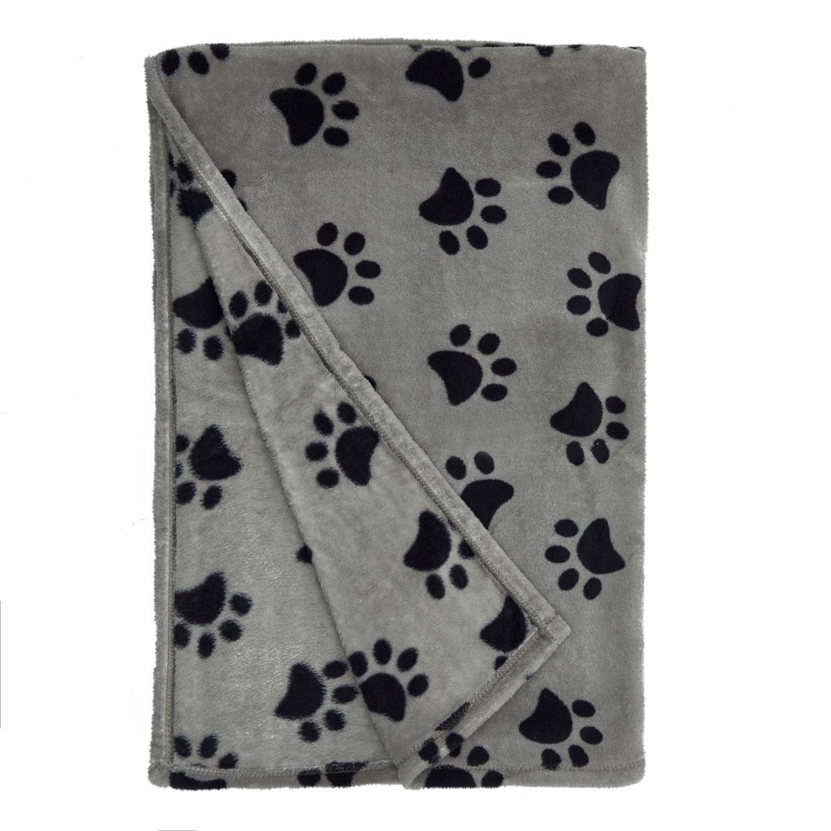 Paw Printed Fleece 130cm x 170cm Throw Charcoal – image 2