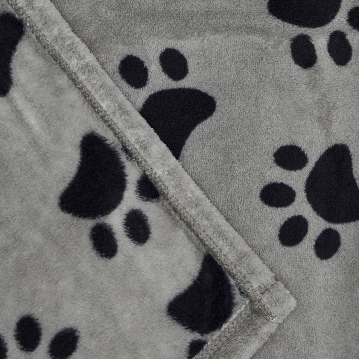 Paw Printed Fleece 130cm x 170cm Throw Charcoal – image 3