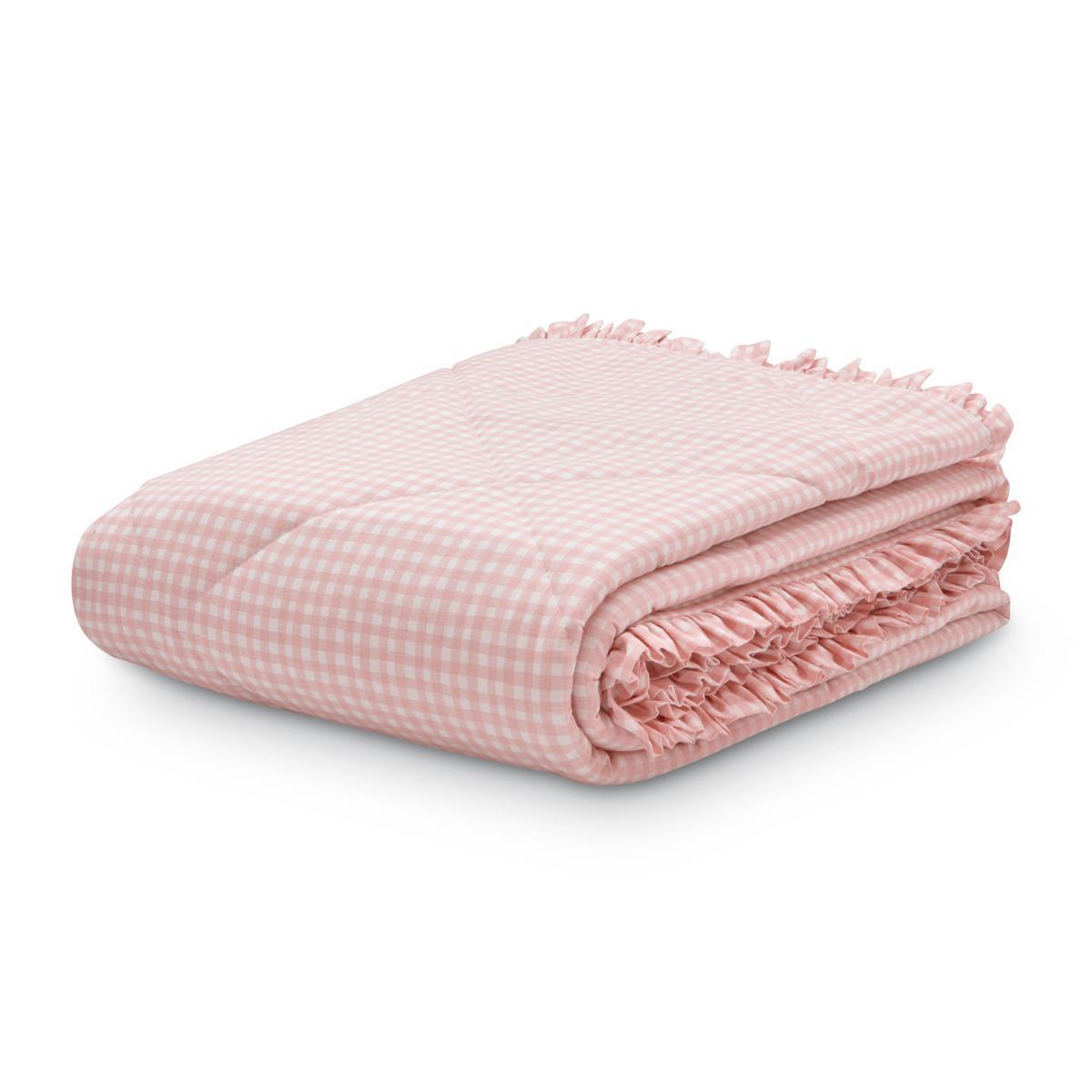 Country Patchwork Ruffle Gingham Bedspread Pink – image 4