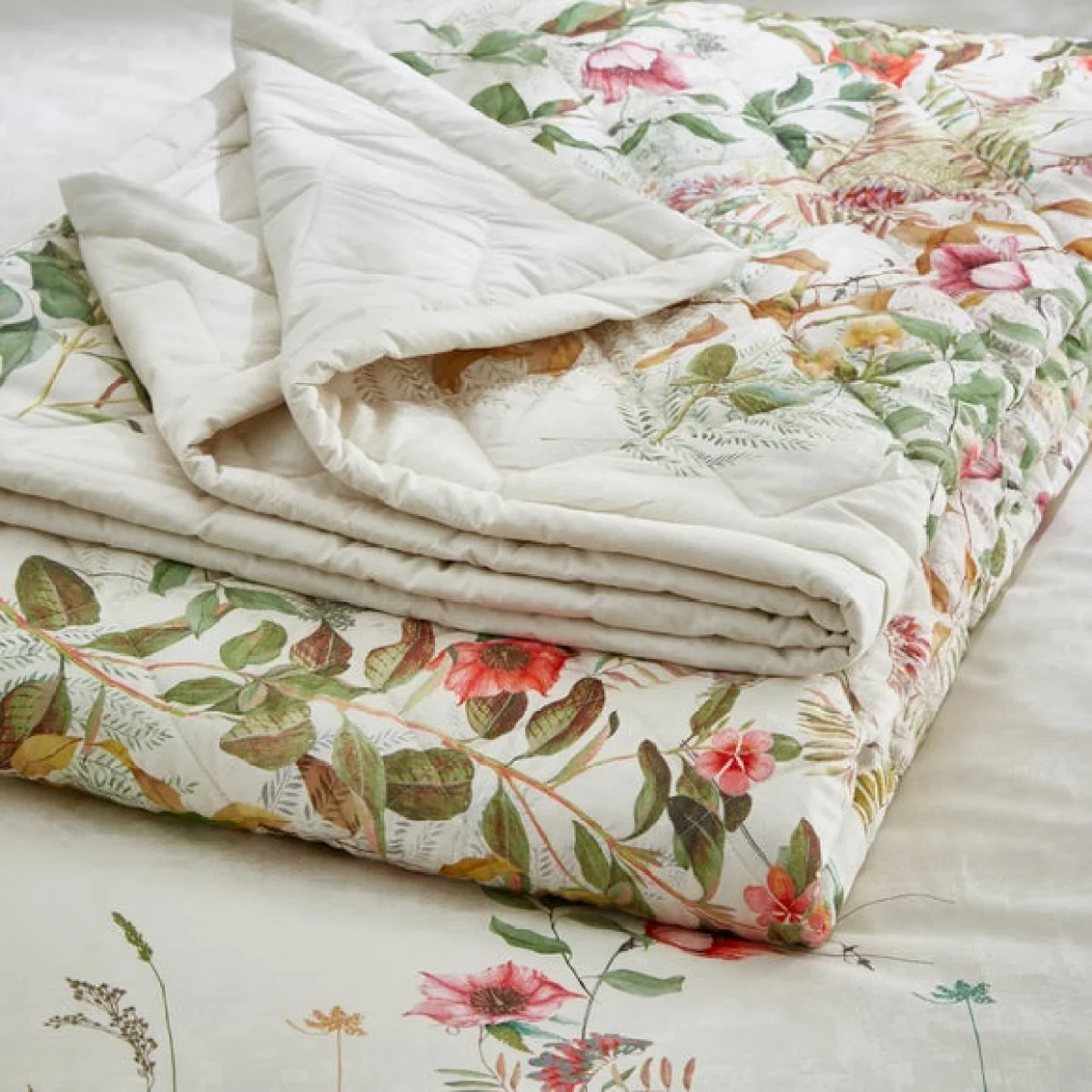 Dorma Rambling Rose Cream Cotton Bedspread Cream – image 4