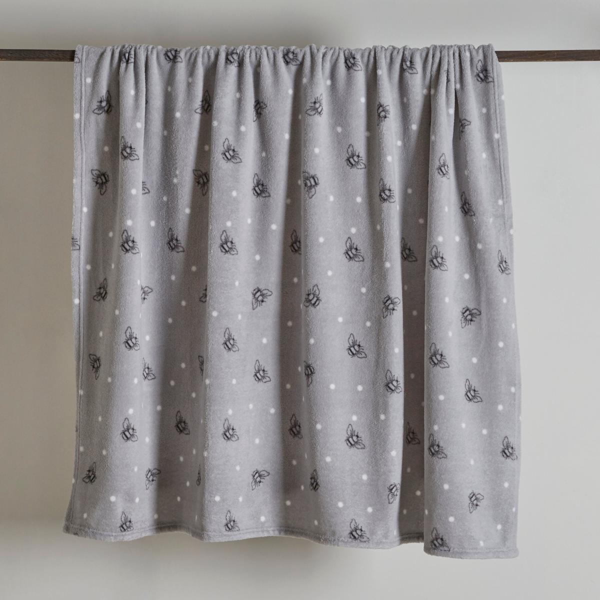 Bee Fleece Throw Grey – image 2