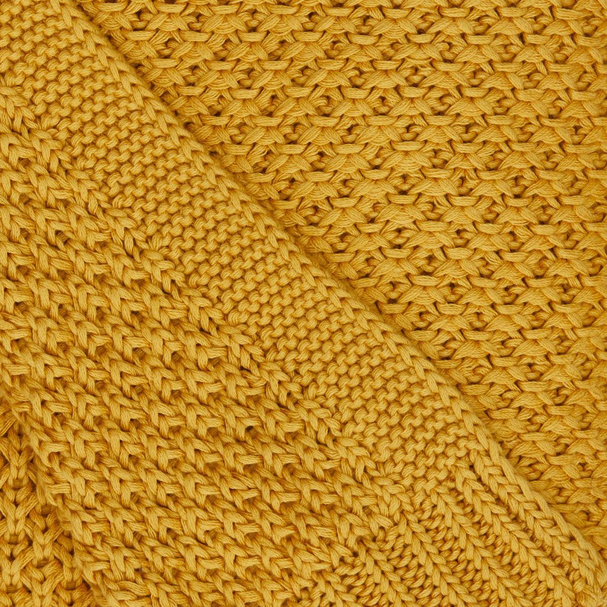 Cotton Moss Knit 130cm x 180cm Throw Yellow – image 3