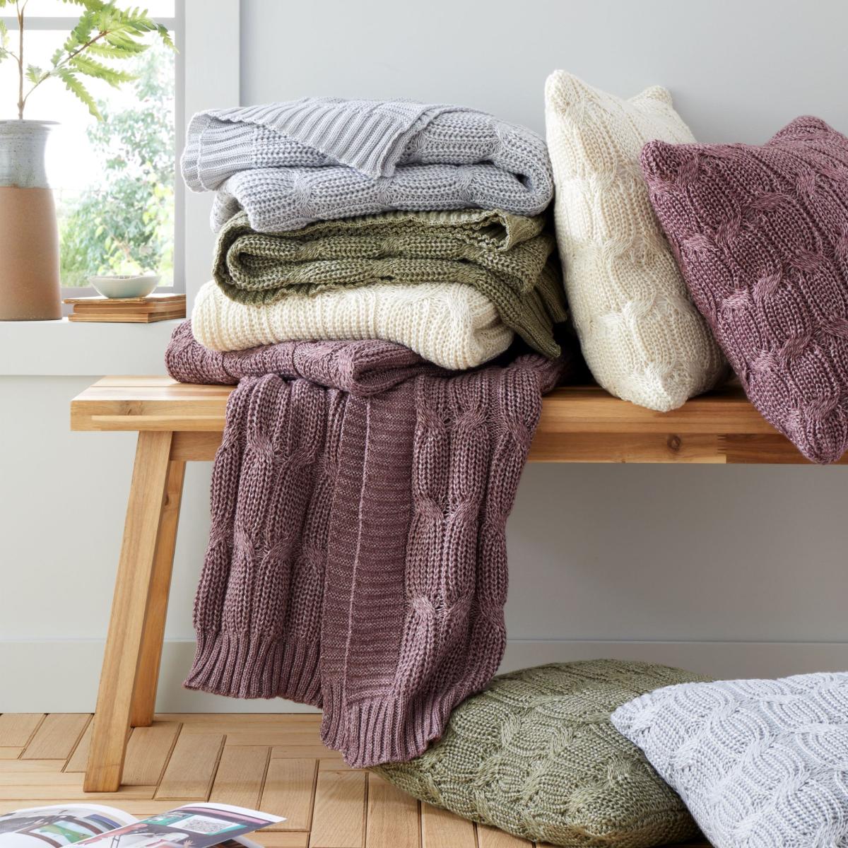 Chunky Marl Knit Throw Blanket 130cm x 170cm – image 6