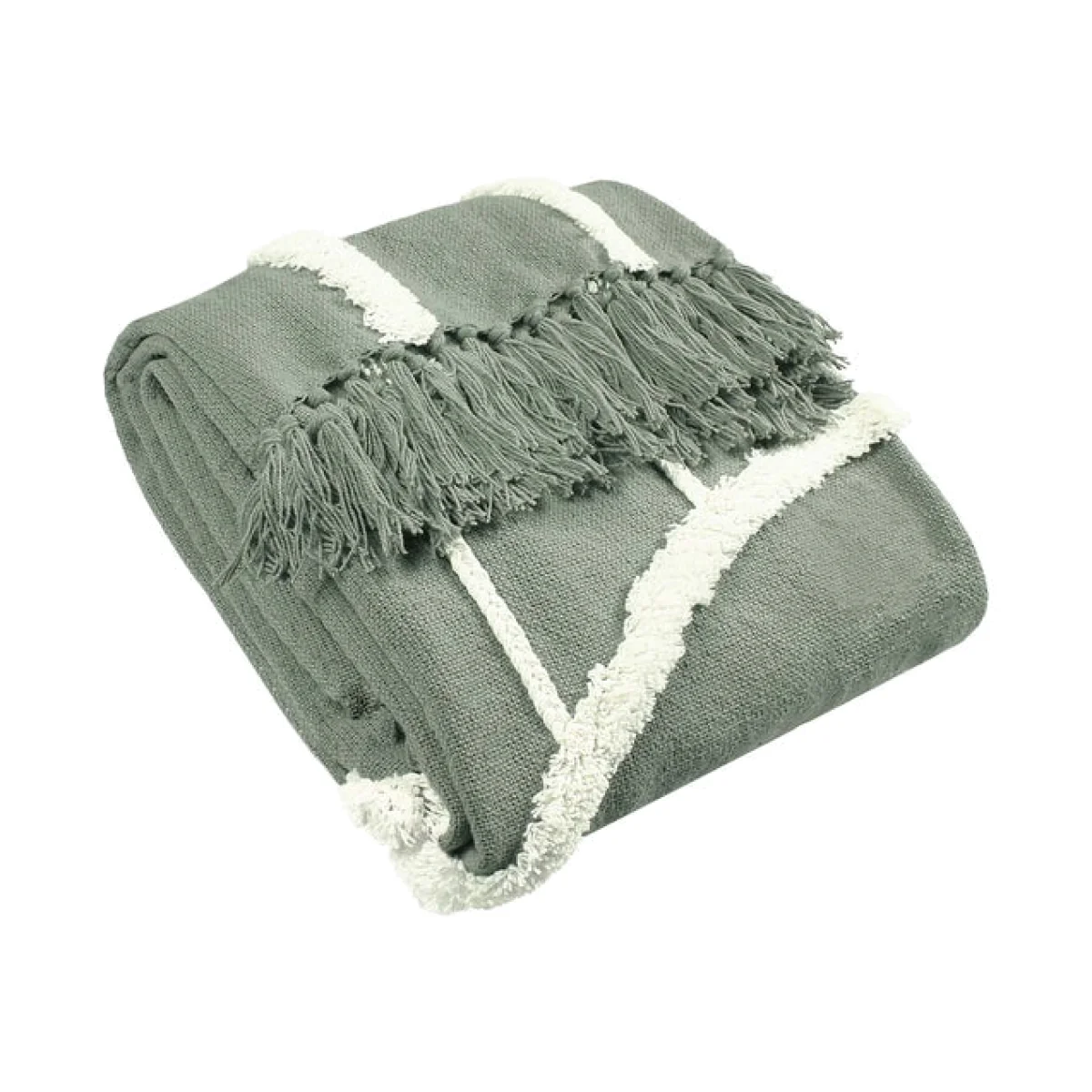 Rainbow Tufted 130cm x 150cm Throw Grey/White – image 1