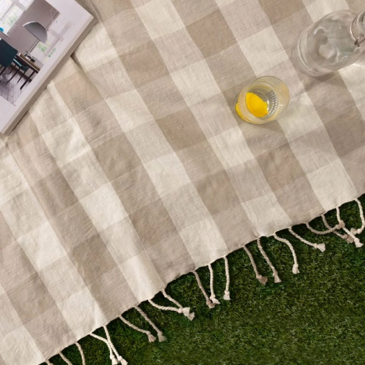 Yard Chesil Check Cotton Throw Blanket 130cm x 170cm – image 5