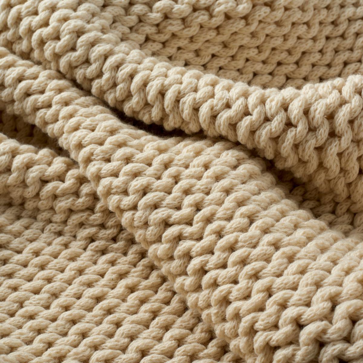 Chunky Hand-Knitted Natural Knit Throw White – image 3