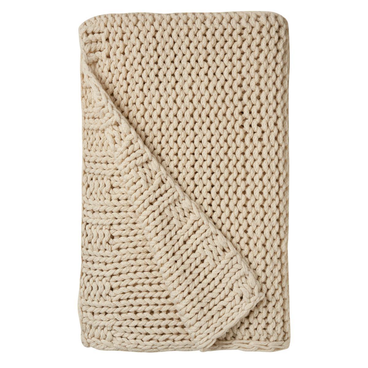 Chunky Hand-Knitted Natural Knit Throw White – image 5