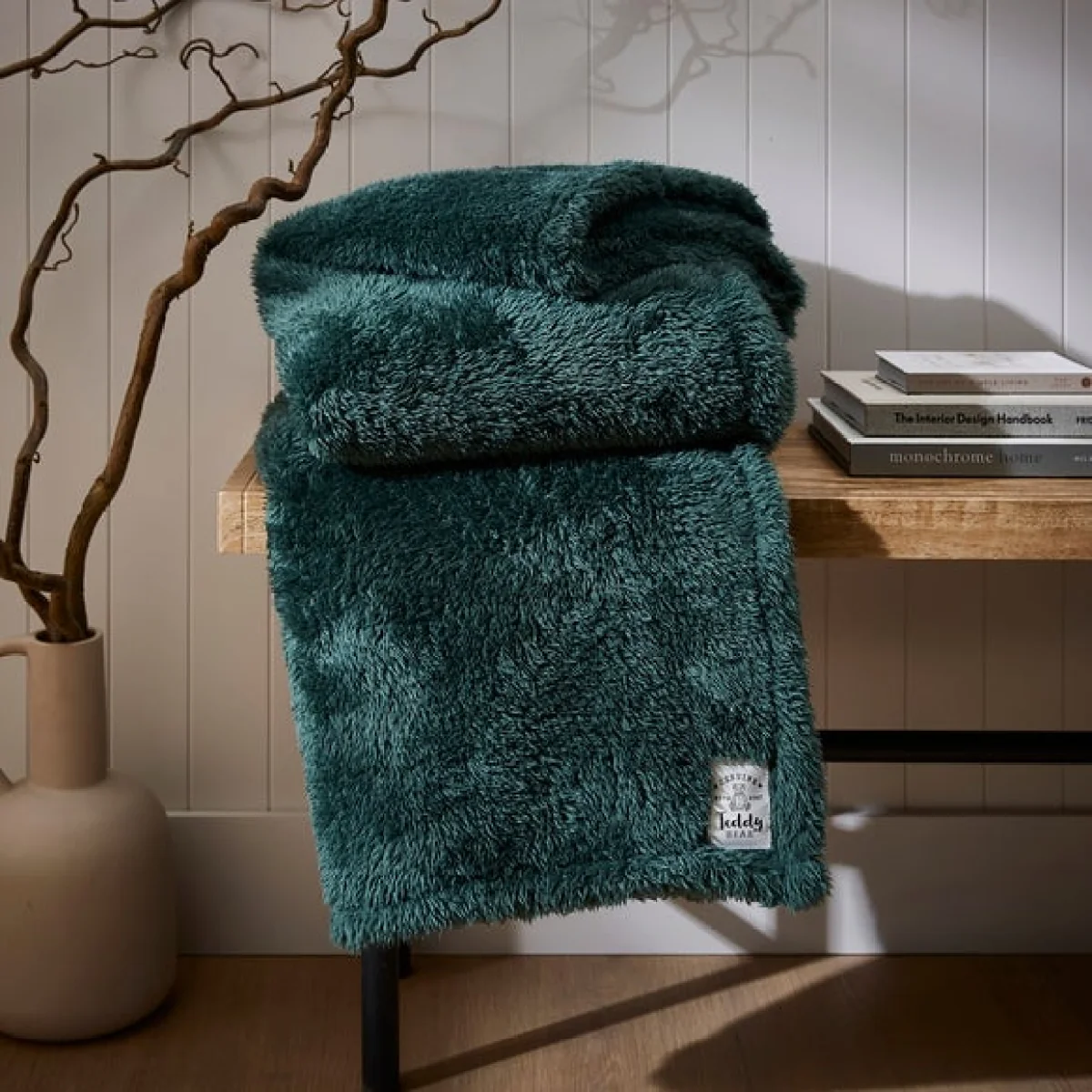 Dunelm Emerald Green Teddy Bear Throw 130cm x 170cm Teddy Emerald – image 1