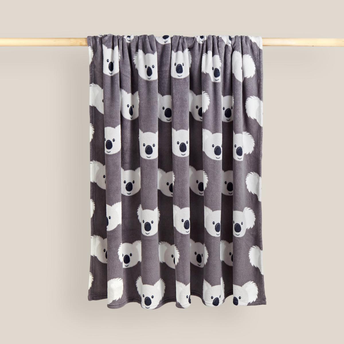 Koko the Koala Printed Fleece Throw Grey/White – image 2