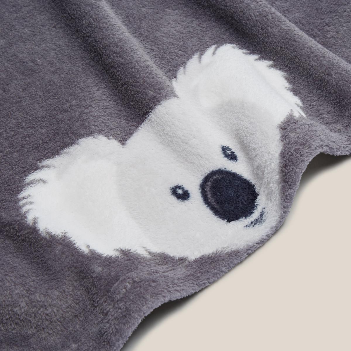 Koko the Koala Printed Fleece Throw Grey/White – image 3