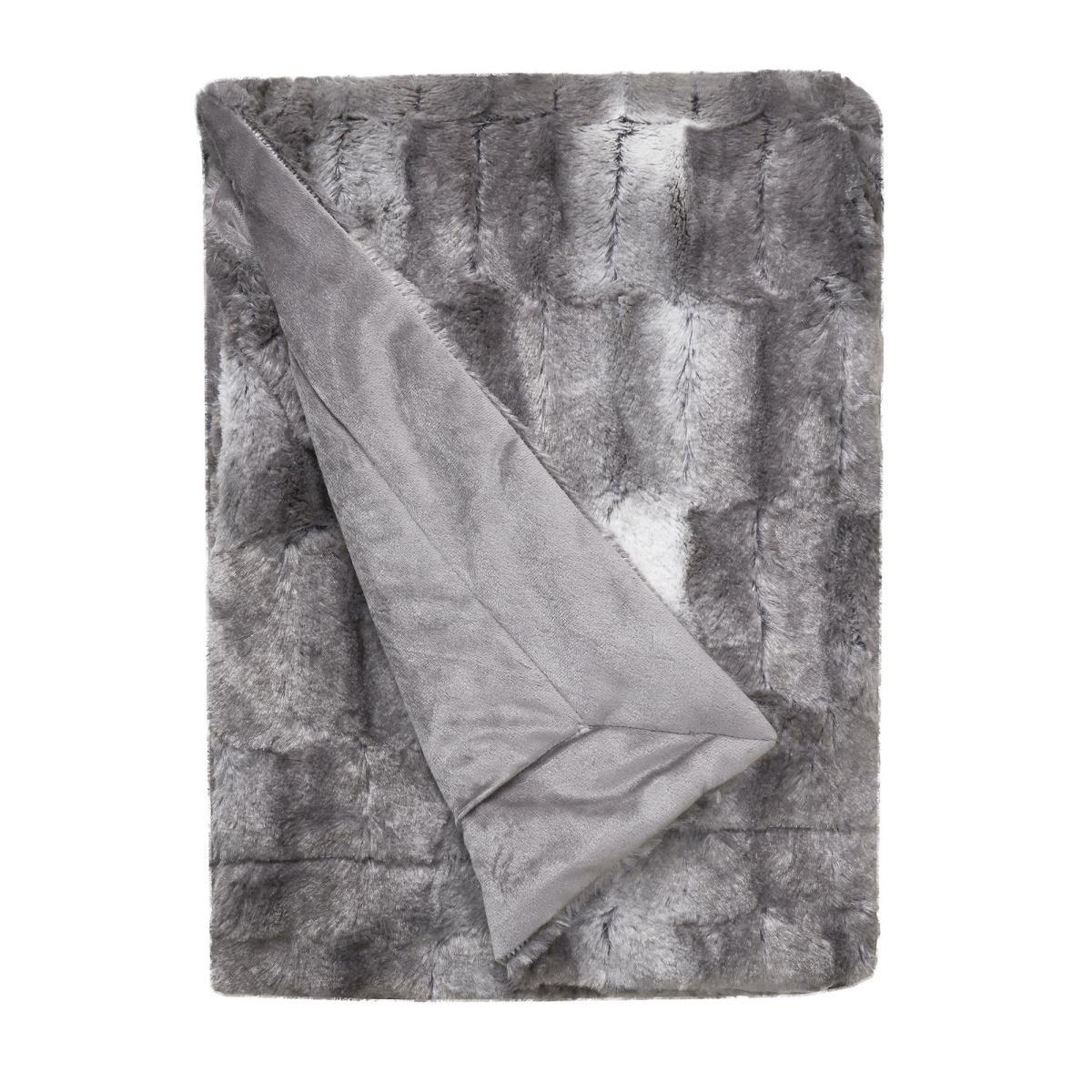 Plush Faux Fur 130cm x 180cm Throw Grey – image 2