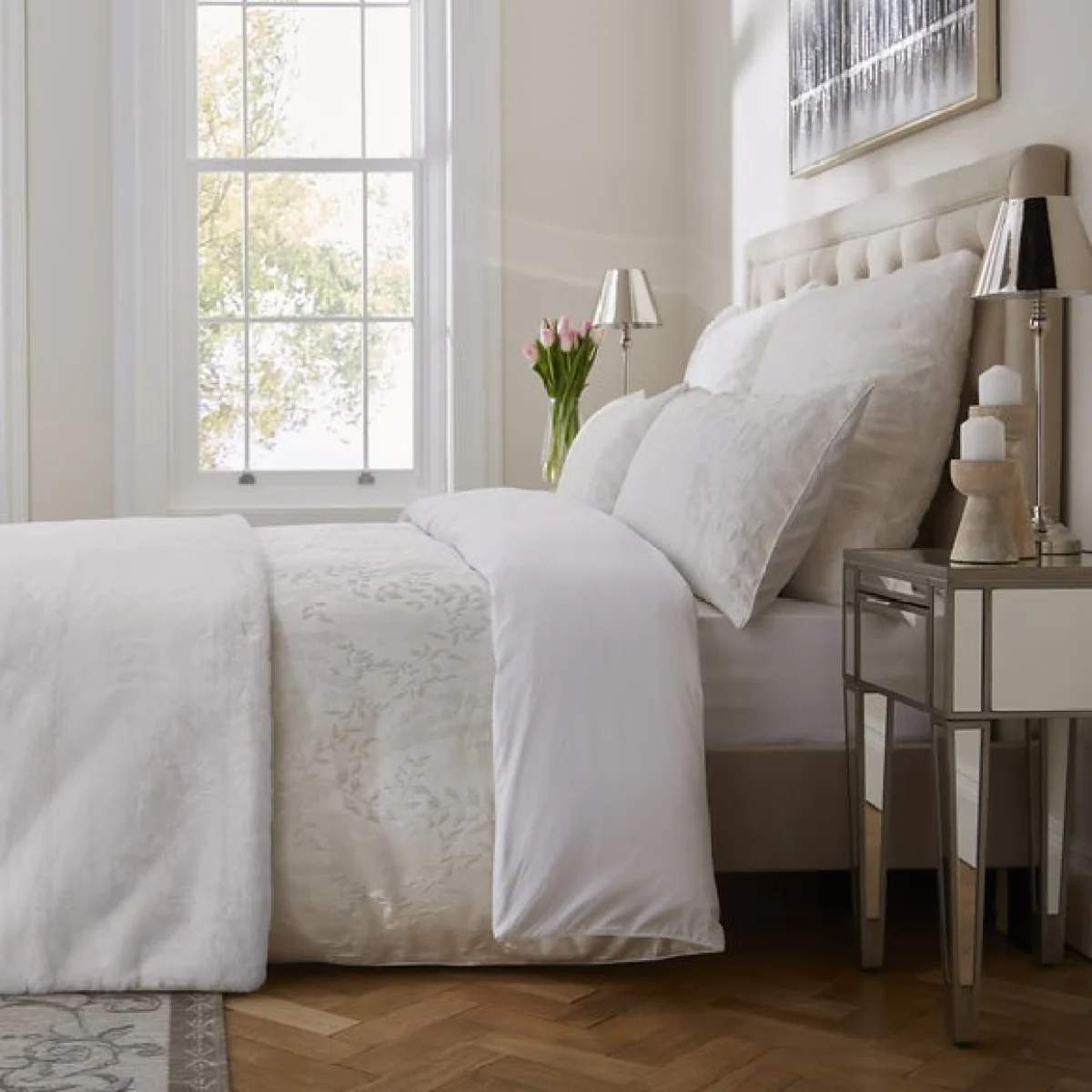 Faux Fur Bedspread White – image 3