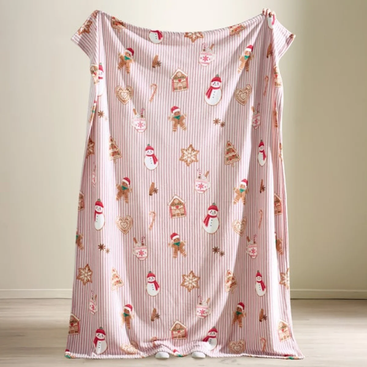 Catherine Lansfield Christmas Gingerbread Stripe Throw Blanket – image 3