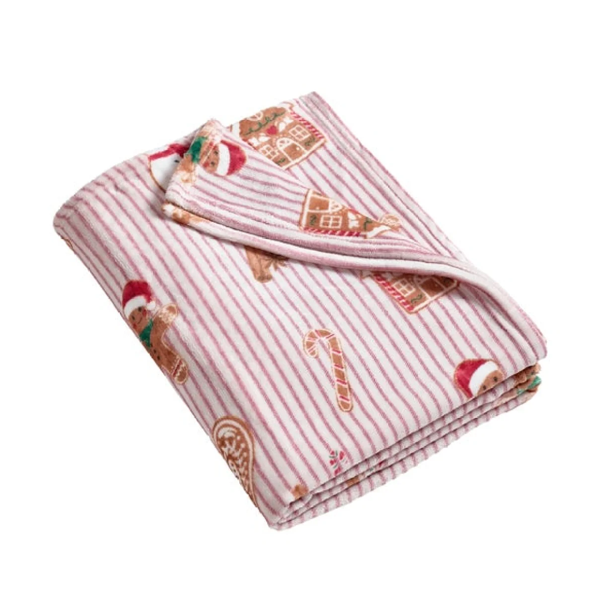 Catherine Lansfield Christmas Gingerbread Stripe Throw Blanket – image 4