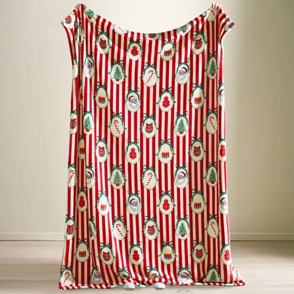 Catherine Lansfield Christmas Vintage Stripe Throw Blanket – image 3