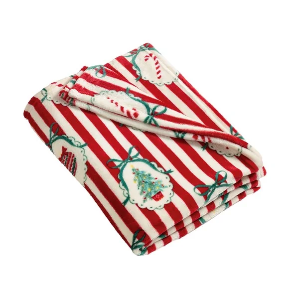 Catherine Lansfield Christmas Vintage Stripe Throw Blanket – image 4