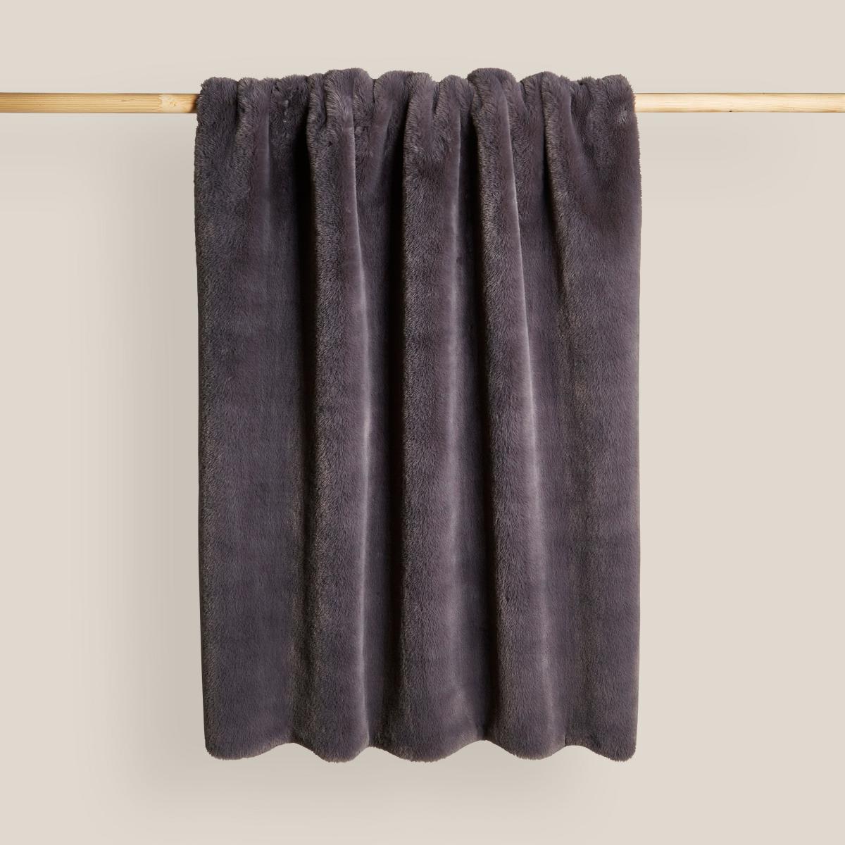 Silky Soft Faux Fur Recycled Throw Grey – image 2