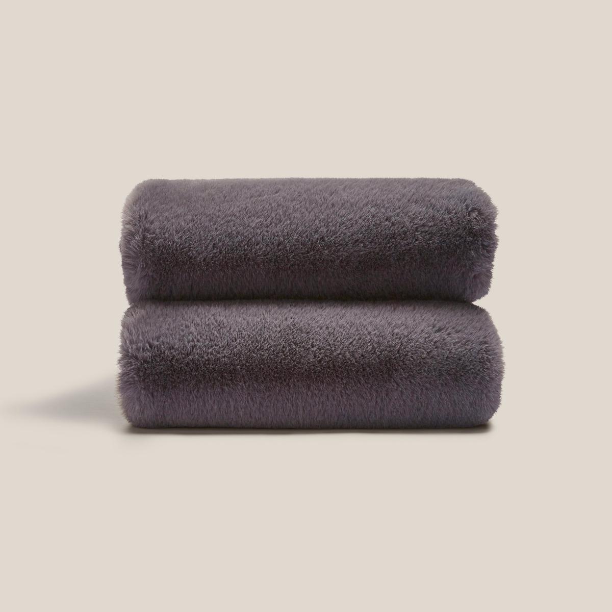 Silky Soft Faux Fur Recycled Throw Grey – image 3