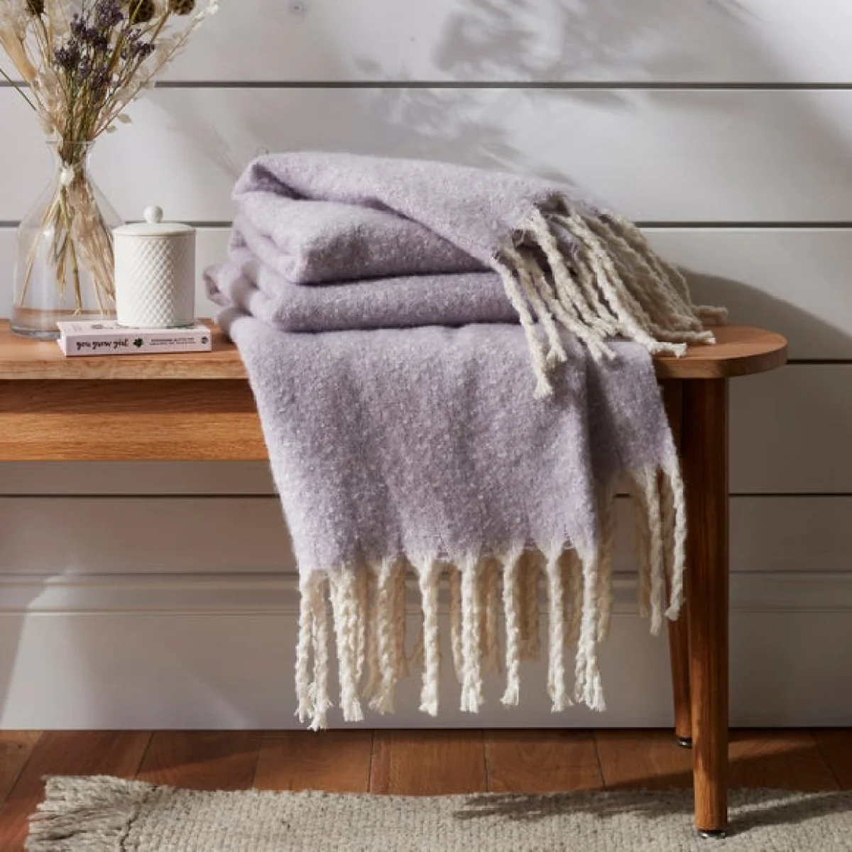 Mohair Throw 130cm x 180cm Heather – image 1