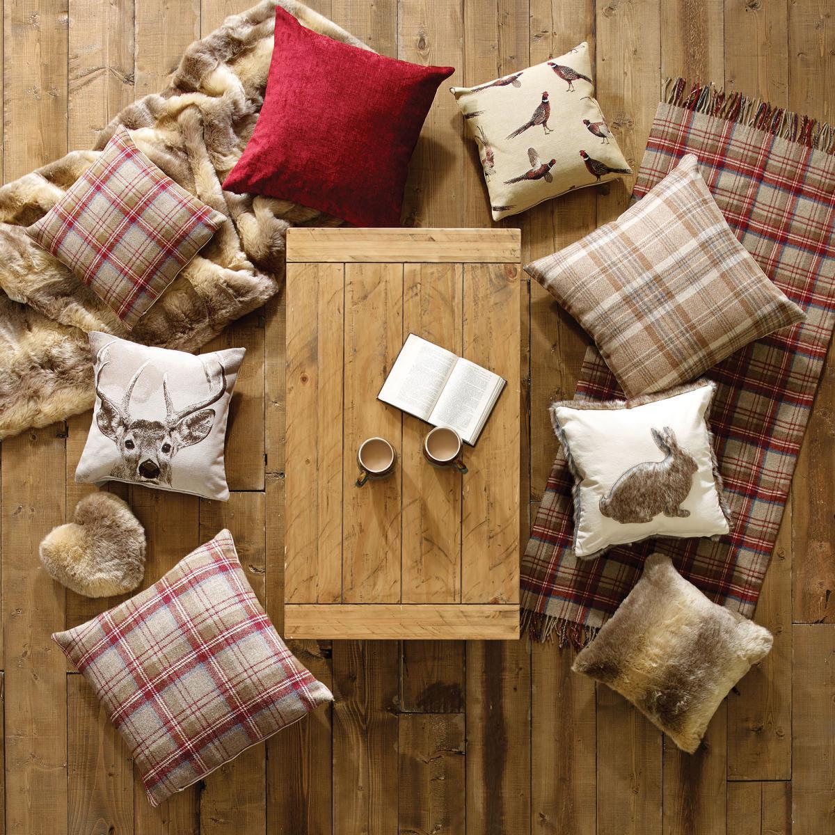 Checked Tweed Red Throw Red – image 2