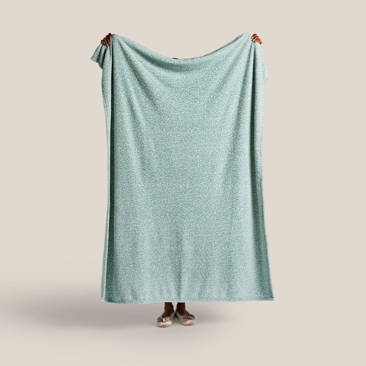 Printed Fleece Dotty Throw 130x160cm Duck Egg Seafoam – image 5
