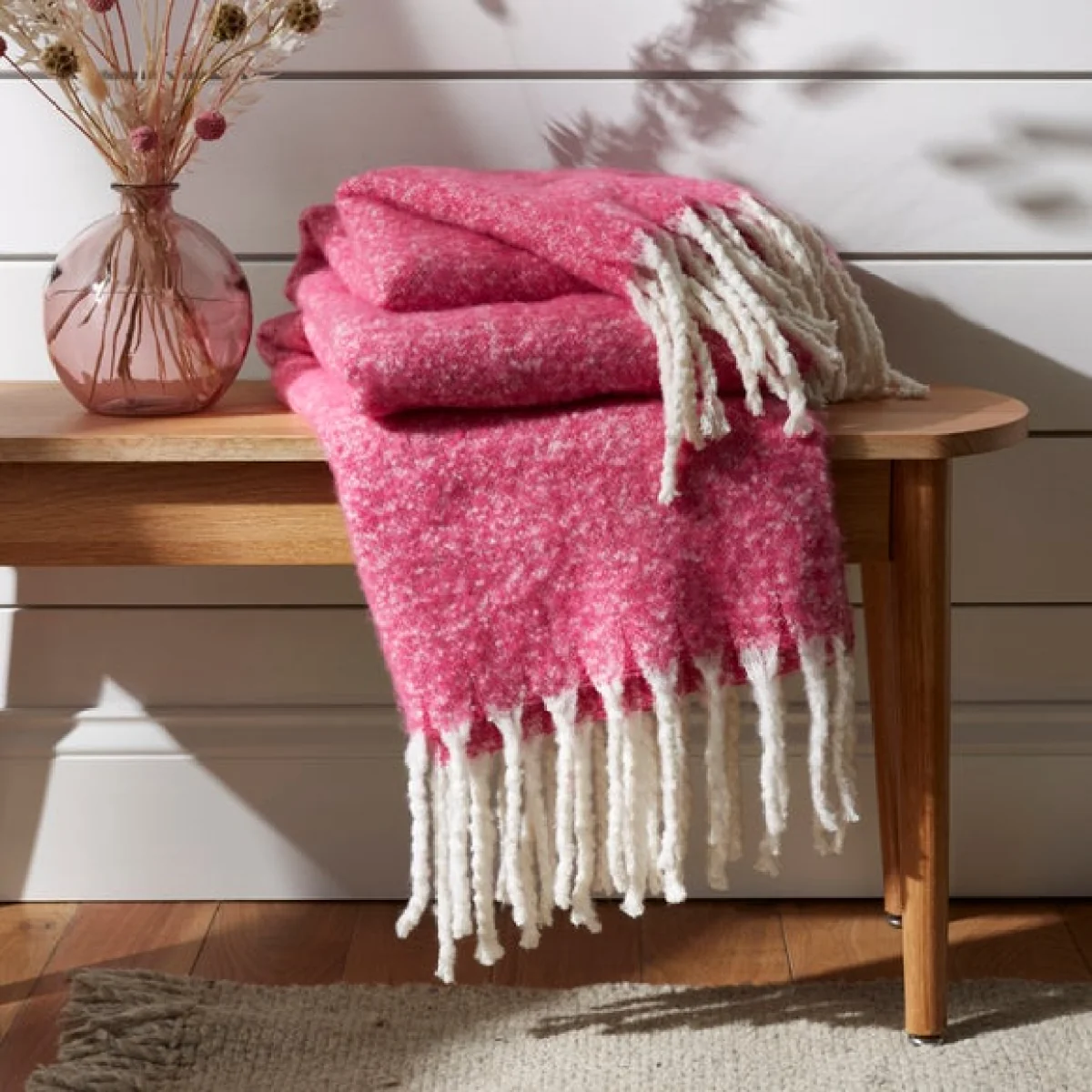 Mohair Throw 130cm x 180cm Fuchsia – image 1