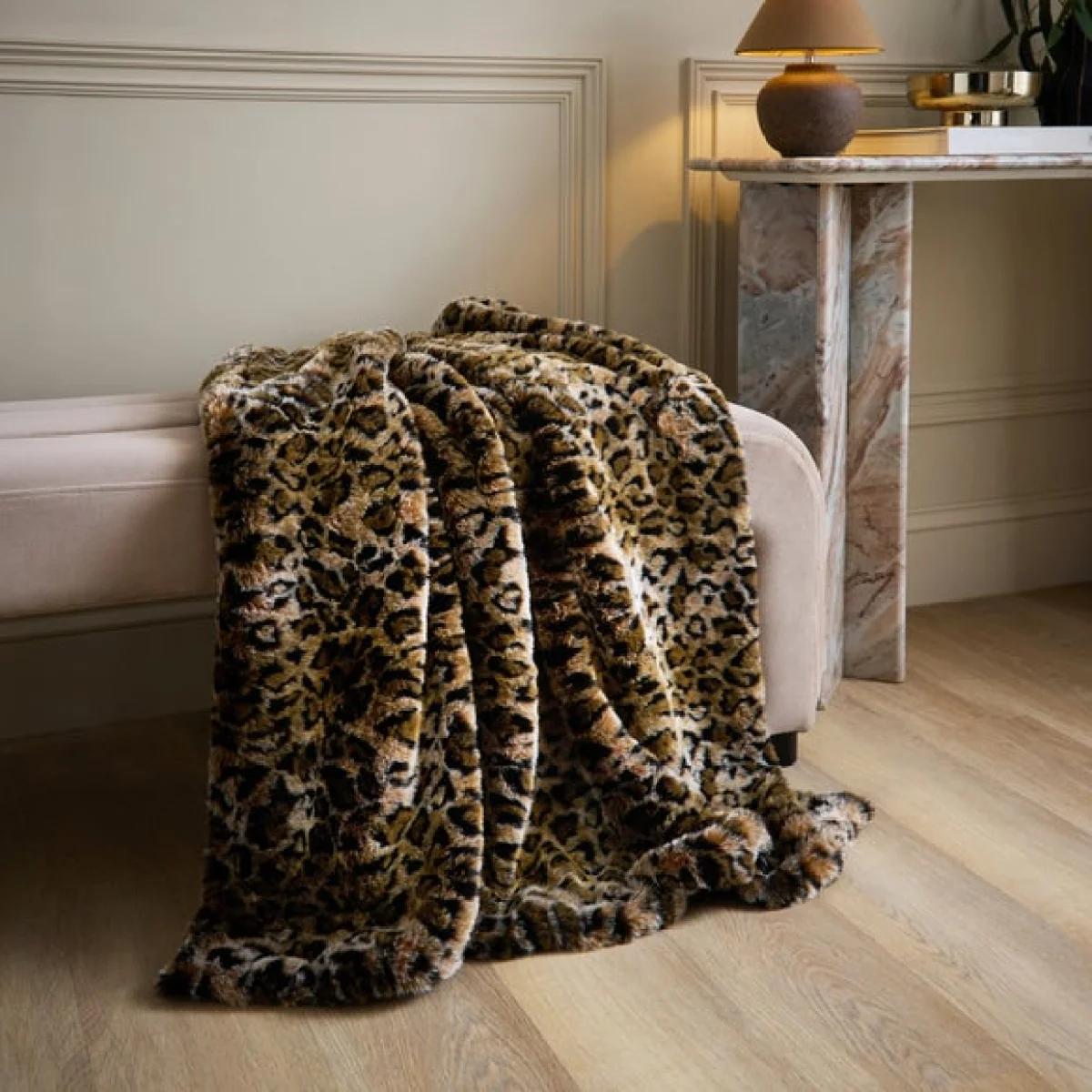 Leopard Print Faux Fur Throw Blanket 130cm x 180cm – image 1