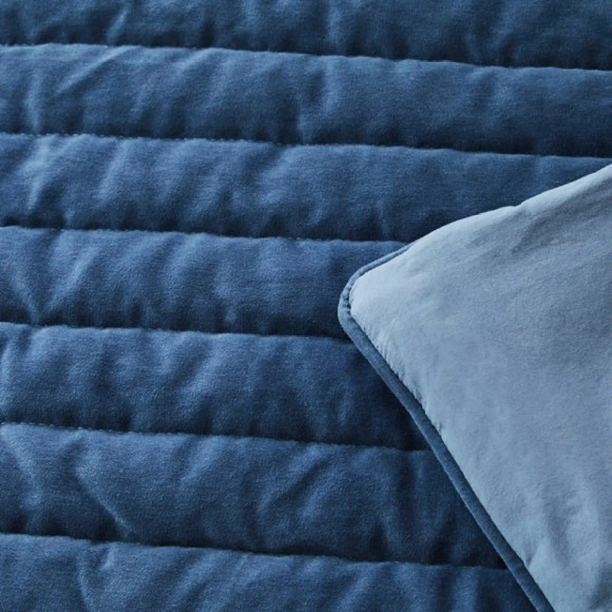 Dorma Remington Cotton Velvet Blue Bedspread Blue – image 2